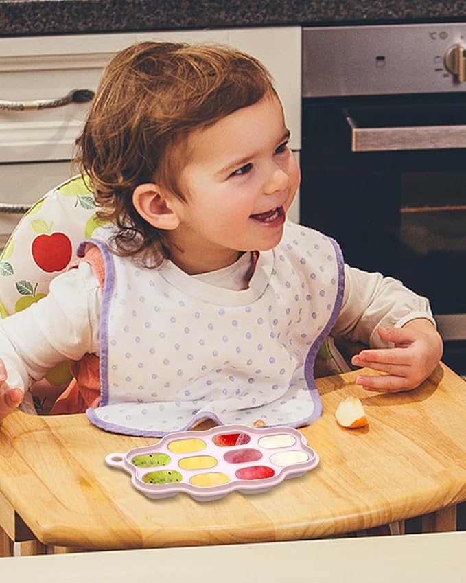 KingKam Baby Food Freezer Trays with Lids (2 Pack), Silicone Nibble Freezer Tray, Breastmilk Popsicle Molds, Baby Food Storage Containers Ice Cube Tray Maker