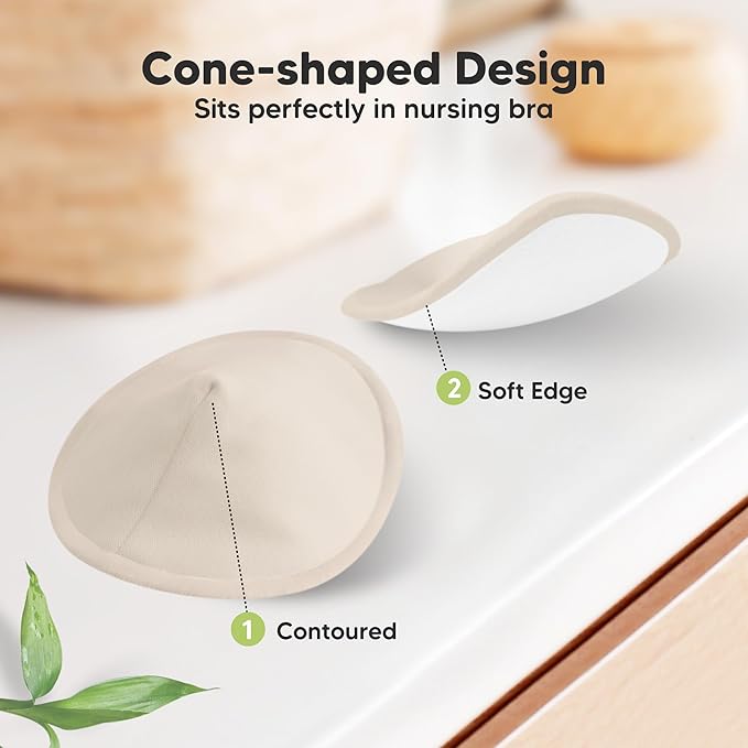 Organic Nursing Pads - 8 Washable Breast Pads for Breastfeeding, Wash Bag, Viscose Derived from Bamboo Reusable Nipple Covers for Breastfeeding Essentials, Soft & Absorbent(Neutrals, L 5")