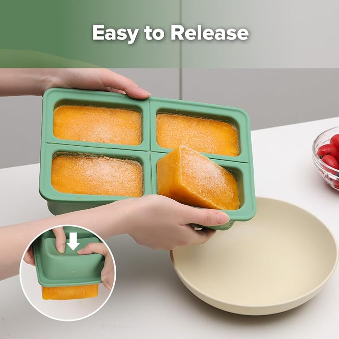 haakaa Sturdy Silicone Freezer Tray with Lid – Soup & Meal Prep Tray, 1 Cup Portion Cubes for Food Storage, Leak-Proof BPA-Free Mold, Easy Release, 2 Pack