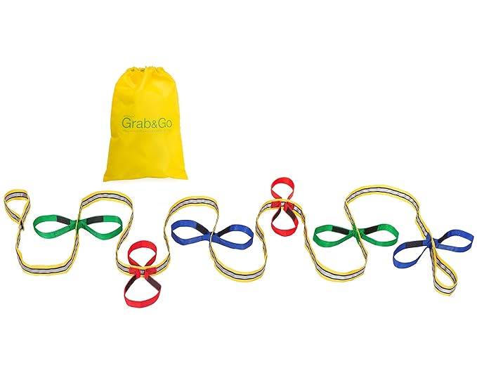 Grab & Go Children's Walking Rope (12 Child). Teacher Designed. Extra Safety Feature on Handles. Strong Fabric & Heavy Duty Stitching. Includes Learning Games for Walks Guide
