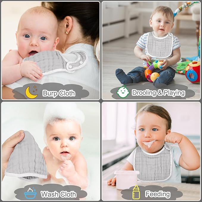 Accmor Muslin Baby Bibs, 6 Pack Soft Cotton Baby Bandana Drool Bibs for Boys Girls Teething and Drooling