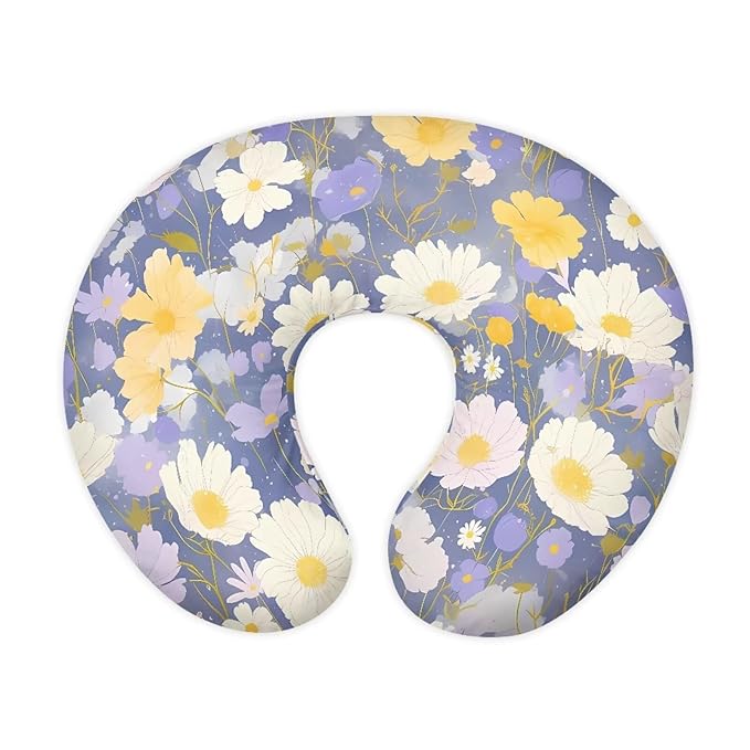 Purple Cosmos Nursing Pillow Cover Slipcover for Breastfeeding Pillows Soft Comfortable Watercolor Wild Flower Nursing Slipcover for Baby Boy and Girls