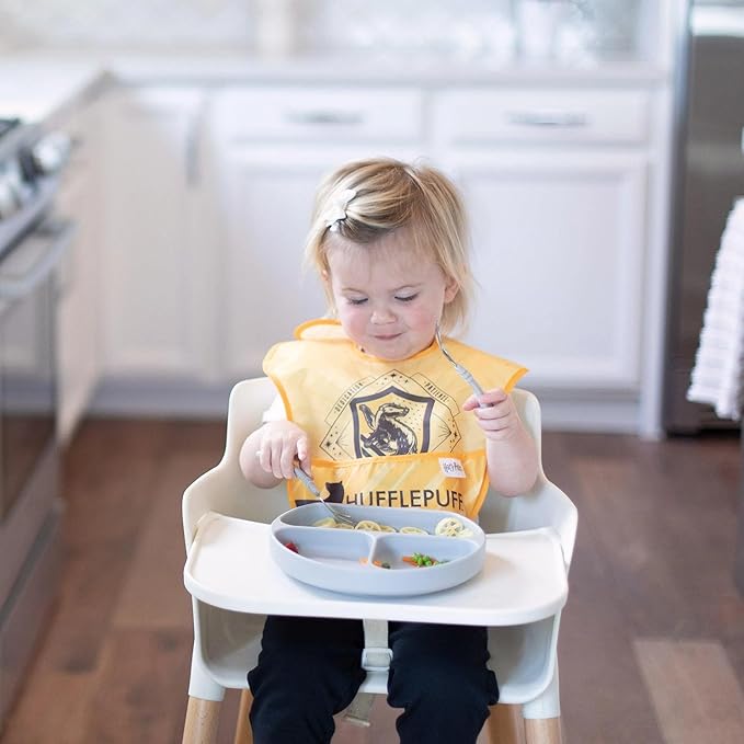 Bumkins Bibs for Girl or Boy, SuperBib Baby and Toddler for 6-24 Months, Essential Must Have for Eating, Feeding, Baby Led Weaning, Mess Saving Waterproof Soft Fabric, 3-pk Harry Potter Hufflepuff