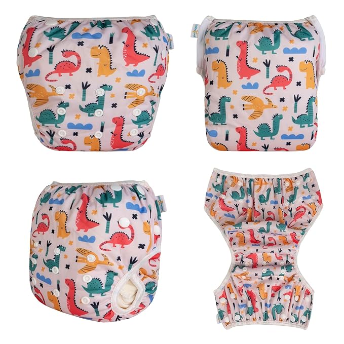Babygoal Baby & Toddler Girl Swim Diapers, Reusable Adjustable Washable One Size Fits 6M-3T Gifts and Swimming Lessons 3 Pack 3ZSD24