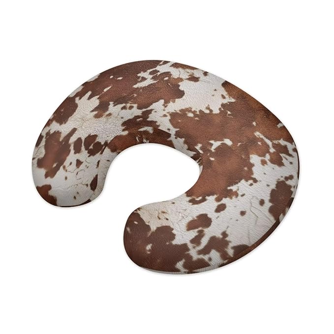 Nursing Pillow Cover for Baby Boys Girls, Brown Cow Print Breastfeeding Pillow Slipcover Cushion Cover, Soft Fabric Fits Snug On Infant