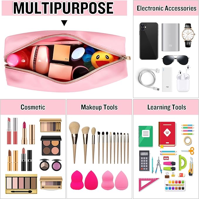 Chenille Letter Clear Makeup Bags Mama Pouch, Preppy Patch Makeup Bag with Zipper, Transparent PVC & Nylon Waterproof Portable Glitter Cosmetic Bag Travel Toiletry Storage for Women Girl(MAMA-Pink)