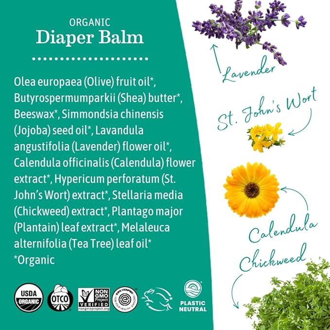 Earth Mama Organic Diaper Balm Multipurpose Baby Ointment Set | EWG Verified, Petroleum & Fragrance Free with Calendula for Sensitive Skin
