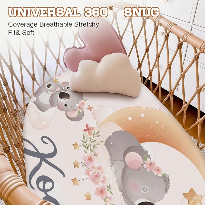 Personalized Toddler Changing Pad Cover - Custom 2 Piece Comfortable Koala Pattern Changing Pad Covers for Baby Boys and Girls, Birthday Gift for Toddlers