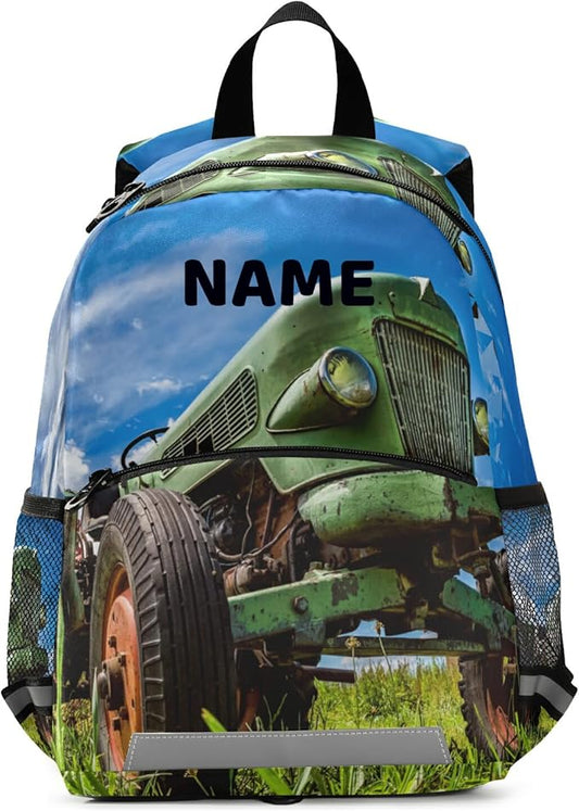 Old farm Tractor Kid's Toddler Backpack for Boys Girls Preschool Nursery with Safety Leash (012216)