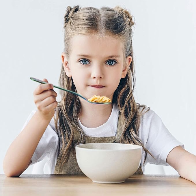 Boao 6 Pieces Kids Rainbow Spoons Stainless Steel Rainbow Toddler Cutlery Silverware Utensil Kids Child Safe Flatware for Home and Preschools