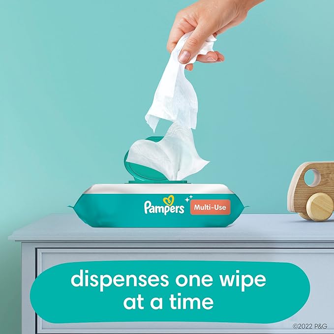 Pampers Multi-Use Wet Wipes, 1X Pop-Top, Hypoallergenic and Dermatologist-Tested Baby Wipes, Fragrance Free, 56 Count