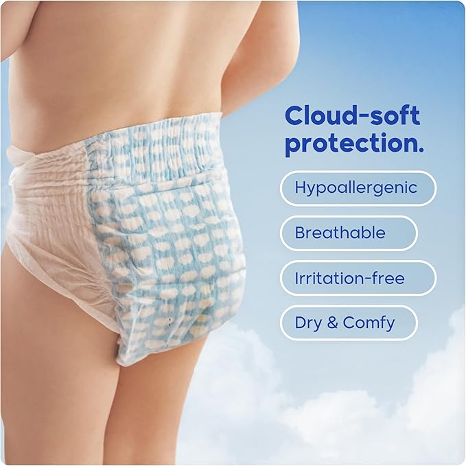 Kim & Kimmy Eco Diapers, Size 3, 13-24 lbs, 60 Diapers - 12 Hour Leak Protection, No Rashes, Hypoallergenic, Ultra-Soft & Highly Absorbent - Cruelty Free & Vegan - Space Travel
