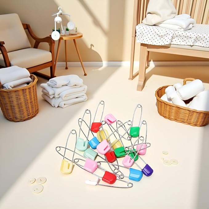 20 Pcs 2 Inch Baby Infant Child Cloth Nappy Diaper Pins Safety Locking Holder Colorful Safety Pins Heavy Duty, Diaper for Pins and Fasteners,Cloth Diapers and Accessories,Diaper Fasteners