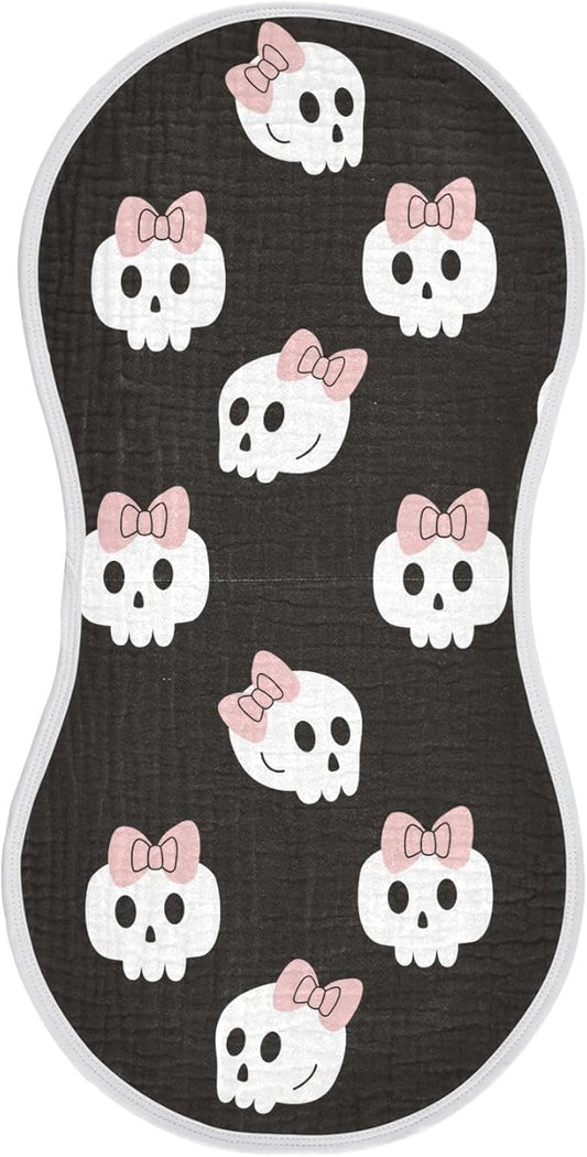 vvfelixl Baby Burp Cloths Skulls Bow Halloween Baby Newborn Cotton Burping Cloths Set Baby Washcloths 4 Pack