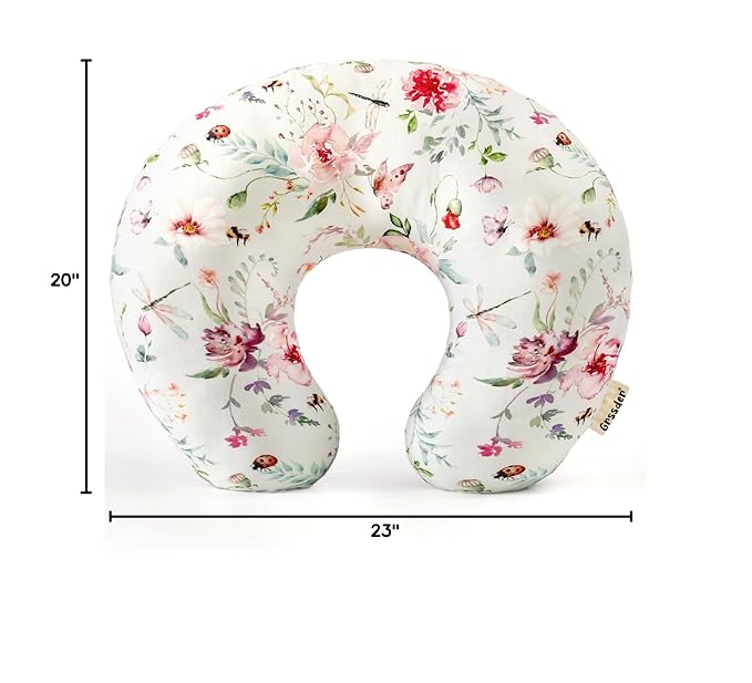 GRSSDER Nursing Pillow Cover, Stretchy Soft Minky Fabric Covers, Fit Most Nursing Support Pillows for Breastfeeding, Comfortable Safe Pillow Cover, Pretty Stylish Pattern