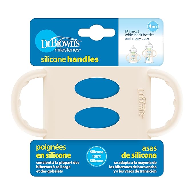 Dr. Brown's® Milestones™ 100% Silicone Baby Bottle Handles, Wide-Neck, Ecru, 2 Pack