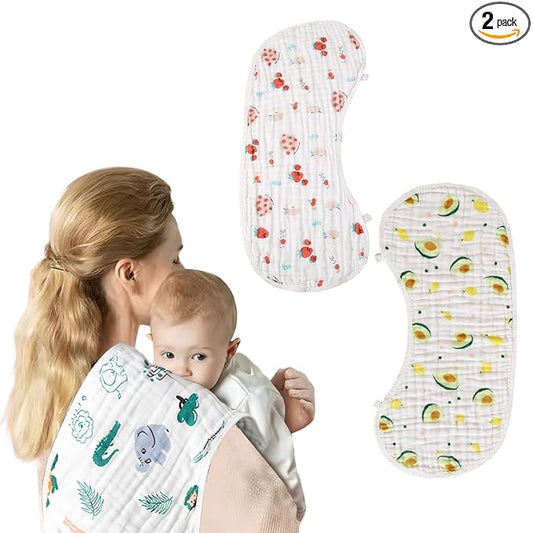 Muslin Baby Burp Cloths - 2 Pack 70% Viscose from Bamboo and 30% Cotton Large 22'' by 12'' Absorbent Milk Spit Up Rags - Burping Cloths for Newborn, Girls Boys