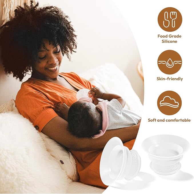 NCVI Silicone Flange Insert 19mm Compatible with NCVI 24mm Flange Breast Pump 8111/8131/8132/8122-3/8782/8786/3110, Replacement Accessories for Breastfeeding, 4PCS