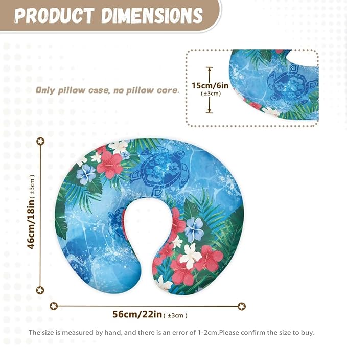 Tropical Flowers and Turtles Breastfeeding Pillow Slipcover for Baby Breastfeeding Nursing Pillow Slipcovers Super Soft Stain Resistant and Scratch Resistant