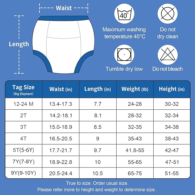BIG ELEPHANT 10-Pack Baby Potty Training Underwear, Soft 100% Cotton Absorbent Training Pants for Boys & Girls, 5-6Y