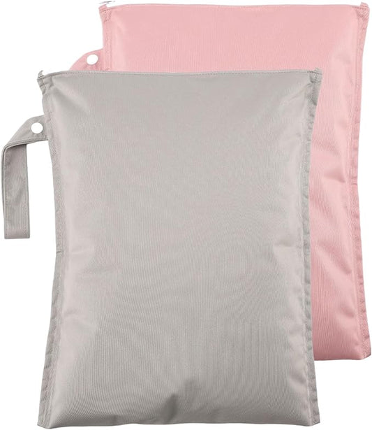 Wet Dry Bag 2 Pack, Waterproof Travel Bag for Baby Cloth Diapers, Swimsuit, Pump Parts, Pool, Gym Clothes, Toiletry, Strap to Stroller, Daycare,Food Storage and Wet Clothes 2UP01
