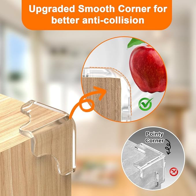 E-PRONSE New Pre-Taped Corner Protectors, 12PCS Corner Protector Baby with Improved Smooth Corner, Furniture Table Corner Protectors for Baby Proofing with Strong Ahesion