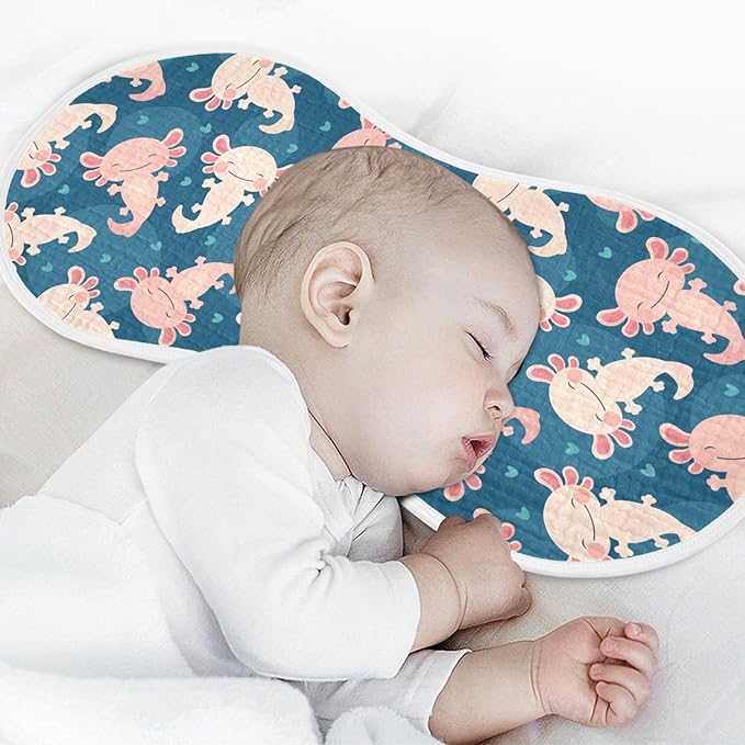 Muslin Burp Cloths for Baby Boys and Girls - 1-Pack Ultra Absorbent Cute Axolotl Muslin Washcloths, Newborn Towel, Milk Spit Up Rags, Burp Cloth Bib for Unisex, 22 x 11 Inch