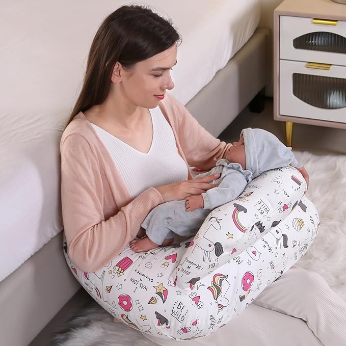 BATTOP Nursing Pillow for Breastfeeding with Removable Covers, PlusSize Breastfeeding Pillows for Mom, Bottle Feeding Pillow, Extra Pillow on Top for More Support for Mom