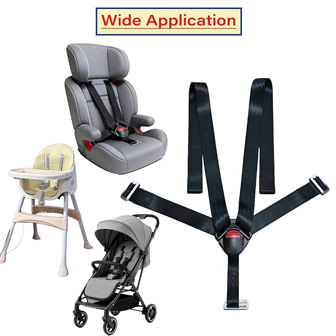 Universal 5 Point Baby Seat Chest Harness with Locking Buckle Adjustable Straps Replacement for Baby Highchair Stroller Pushchair