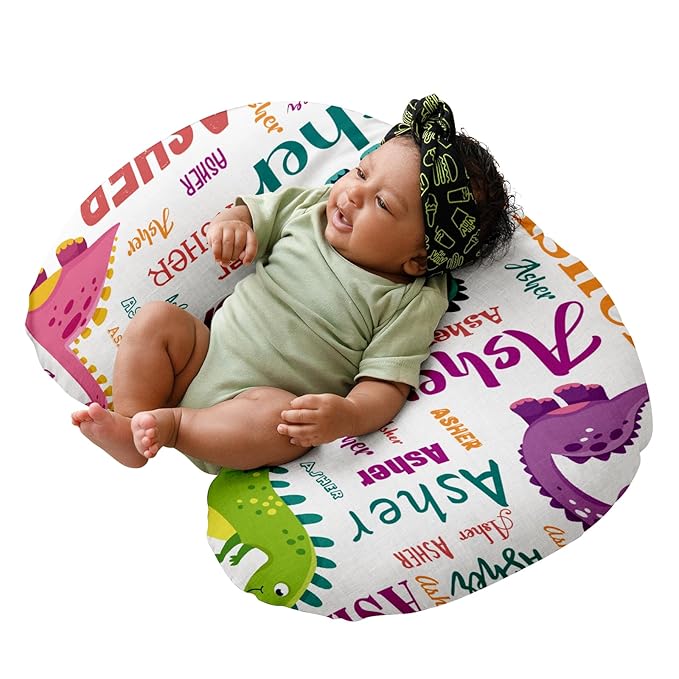 Dyoart Baby Nursing Pillow Cover,Personalized Comfortable Nursing Covers,Custom,Breastfeeding Pillow Slipcover for Bottle Feeding,Custom for Toddler Infant,Dinosaur(one Size)