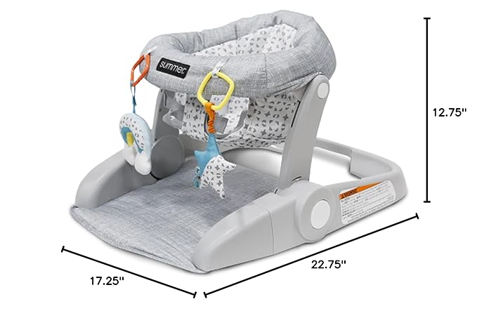 Bright Starts Learn-to-Sit 2-Position Floor Seat (Heather Gray) – Sit Baby Up in This Adjustable Baby Activity Seat Appropriate for Ages 4-12 Months – Includes Toys, Funfetti Neutral