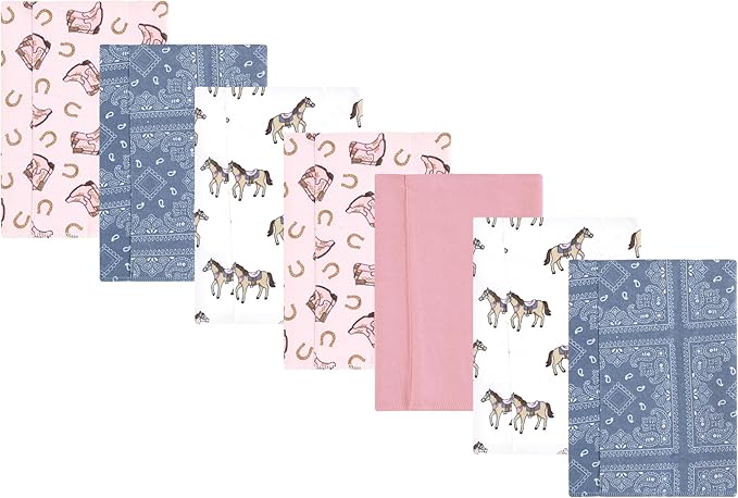 Luvable Friends Hudson Baby Flannel Burp Cloths 7pk, Western Cowgirl