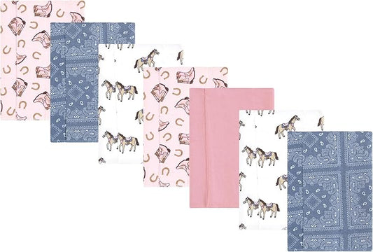 Luvable Friends Hudson Baby Flannel Burp Cloths 7pk, Western Cowgirl