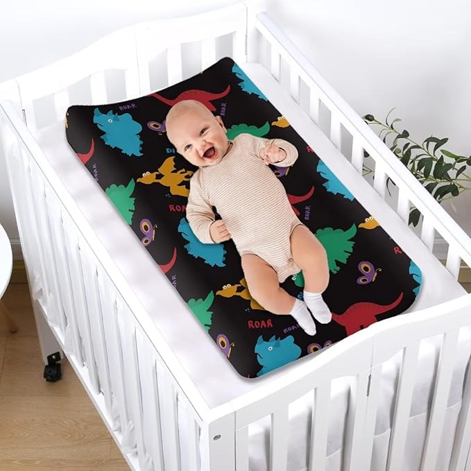 Dinosaur Butterfly Baby Changing Pad Cover Stretchy Breathable Sheet Crib Mat Soft Cute Diaper Changing Cover Cozy Waterproof Nursery Pad Change Cover