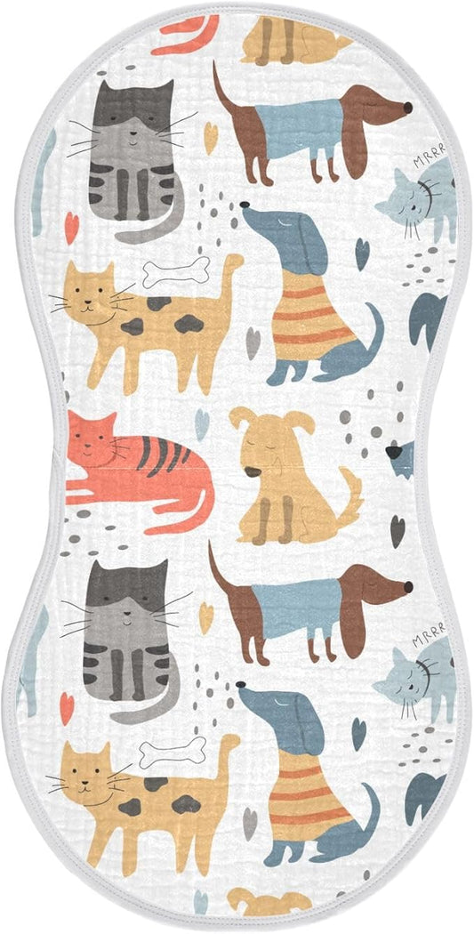 vvfelixl Muslin Burp Cloths Different Dogs Cats Baby Washcloths for Baby Girl Boys 2 Pack