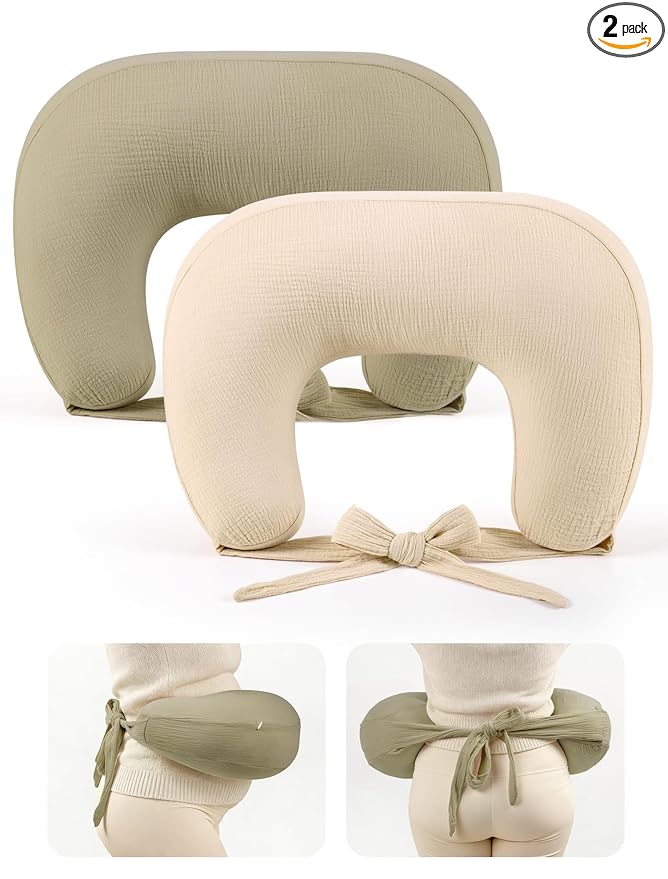 lulumoon Muslin Nursing Pillow Covers - 2-Pack Soft Cotton Slipcovers for Breastfeeding & Bottle-Feeding - Extension Strap for Snug Fit & No Sliding - Hidden Zipper Safety for Newborn Baby