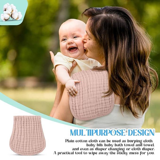 Frienda 6 Pack Muslin Burp Cloths Cotton Large 20''x 9'' Extra Absorbent and Soft Baby Burping Cloth for Baby Boy Girl Unisex(Novel Colors)