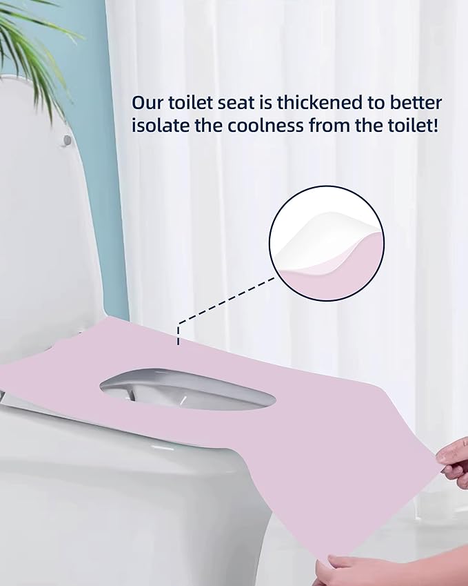 FOGOSO 50 Pack Disposable Toilet Seat Covers 16x24 Inch Extra Large Individually Wrapped Toilet Seat Shields Travel Accessories for Adults Kids-Pink