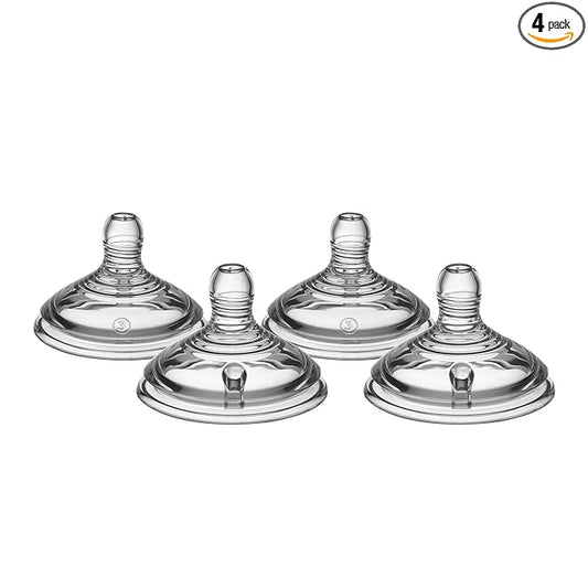 Tommee Tippee Natural Start Baby Bottle Nipples, Breast-Like for A Natural Latch, Anti-Colic Valve, Soft Silicone, Fast Flow, 6+ Months, Pack of 4
