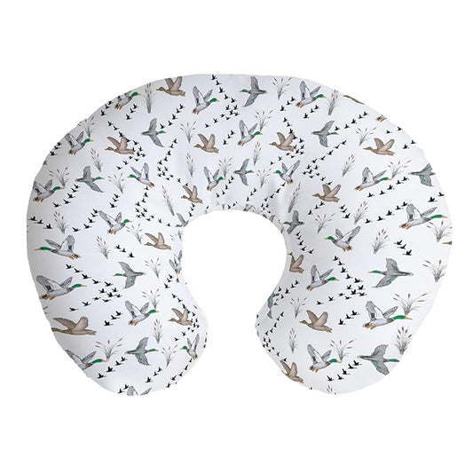Watercolor Mallard Ducks Nursing Pillow Covers Vintage Duck Reeds Removable Covers for Breastfeeding Pillows Hunting Duck Season Soft Pillowcase for Boys Girls
