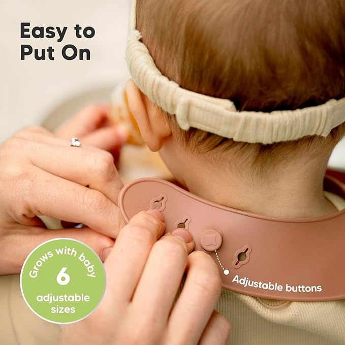 KeaBabies 2-Pack Silicone Bibs for Babies, Toddlers Girl, Boy – Sturdy Food-Grade Baby Bibs for Eating, Large Food Catcher, Clean & Put On Easily, Waterproof Toddler Feeding Essentials (Dusk)
