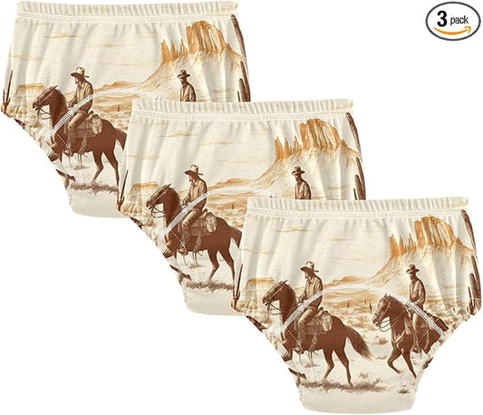 Little Boys Underwear Potty Training Soft Cotton Nighttime Potty Training Pants for Toddler Girls 5T A Vintage Western Drawing Of Two Cowboys Riding Horses