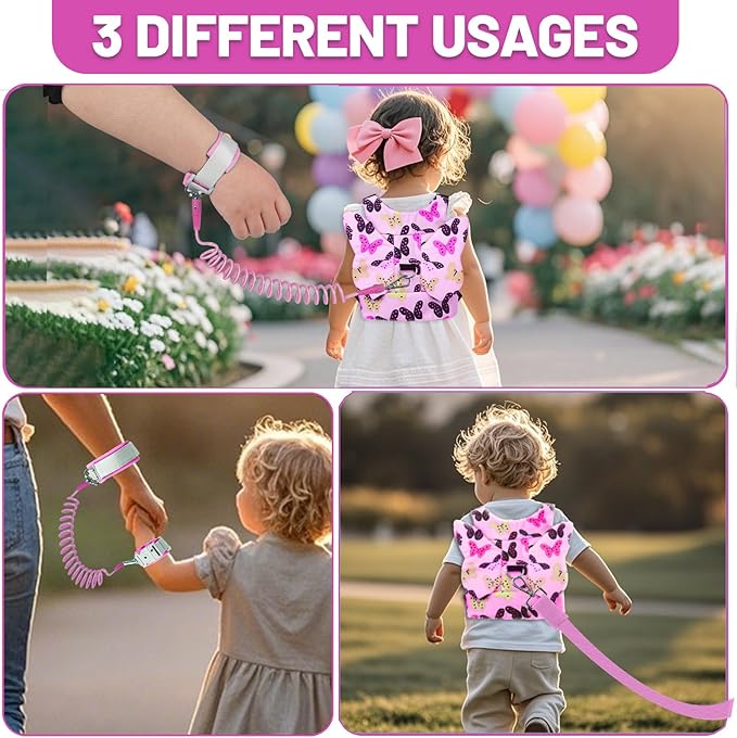 Toddler Harness with Anti Lost Wrist Link - Baby Safety Leash for Kids for Travel for Crowded Parks, Airports