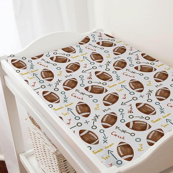 Watercolor American Football Baby Changing Pad Cover for Boy Girl 32''x16'' American Football Rules Fitted Diaper Change Table Sheet Outdoor Sports Gift Soft Breathable Baby Changing Table Mats