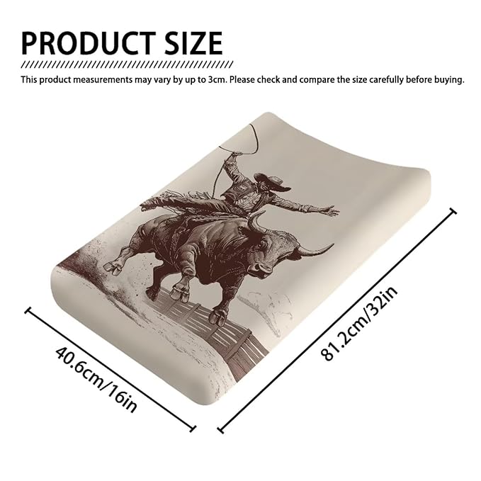 Western Cow Changing Pad Cover, Cowboy Diaper Changing Pad Covers for Baby, Fitted Boys Girls Changing Table Sheets for 32''×16'' Change Table Pad Aztec, Soft and Breathable