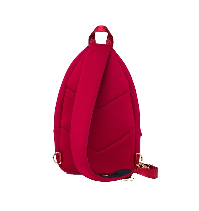 Sarah Wells Allie Sling Pump Bag – Fits All Wearable Cup Pumps & Portable Pumps – Machine Washable Neoprene Crossbody with Insulated Pocket, Water Bottle Holder & Hands-Free Design (Ruby)