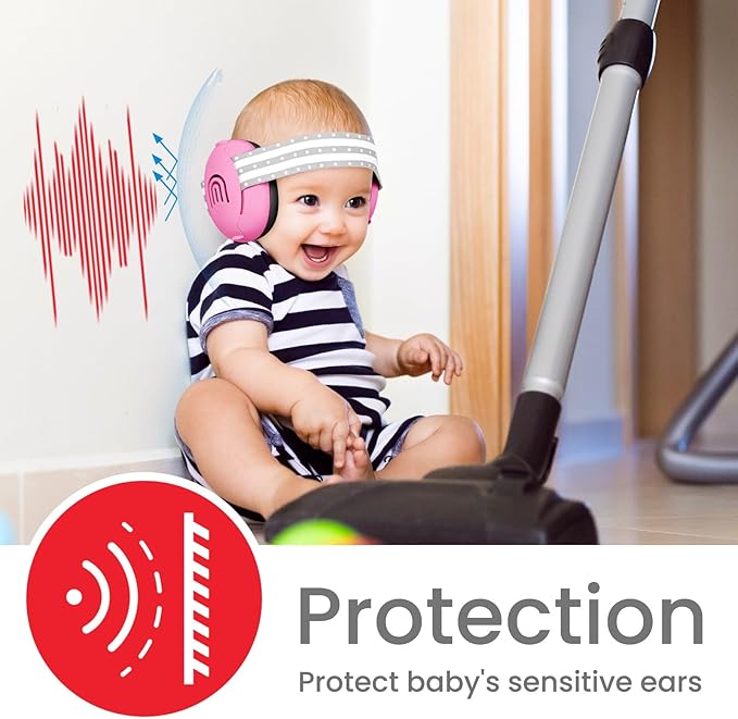 Adjustable Baby & Toddler Noise Cancelling Headphones - Ear Muffs for Kids 1-3 for Airplane Travel