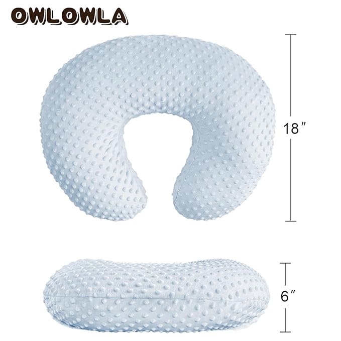 OWLOWLA Nursing Pillow Cover, Breastfeeding Pillow Slipcover Fits Nursing Pillow for Baby Boy Girl(Baby Blue)