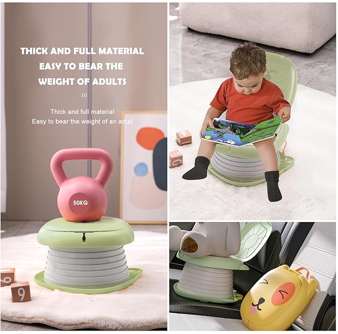 Travel Potty for Toddler,Foldable and Portable Toilet for Kids, Apply to Seat Emergency Toilet for Car, Camping, Outdoor, Indoor,Green