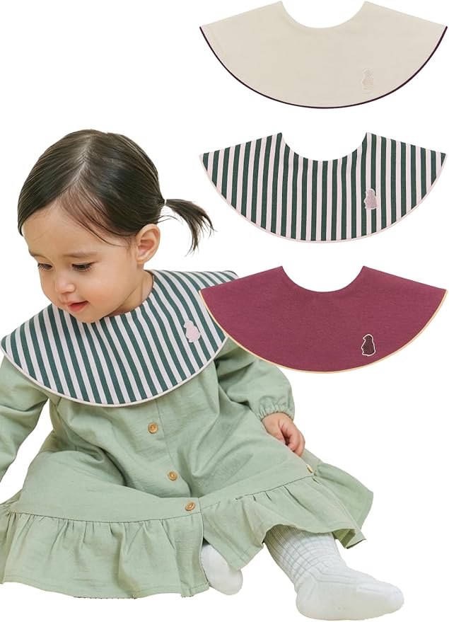 Konny Baby Bib 3/5/7-Pack Set, 360 ° Rotate, Soft and Absorbent Drooling for Toddler Boys Girls Baby Essentials